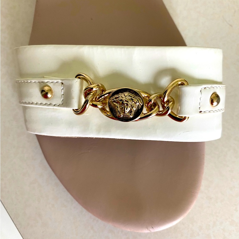 Versace patent offwhite leather sandals for young girls size 37